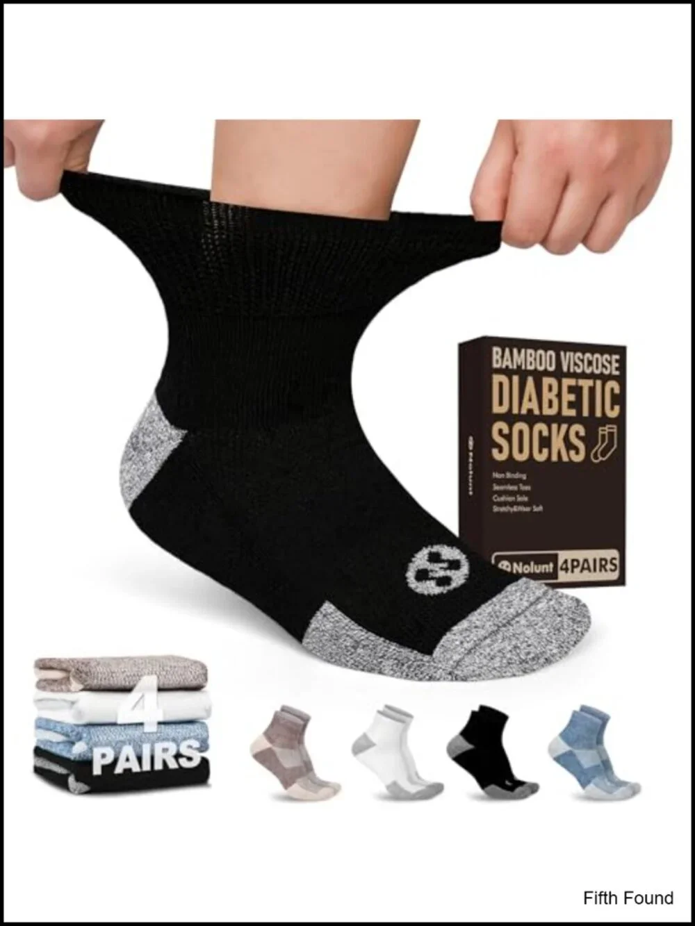 Non Binding Diabetic Socks for Men 4 Pairs Seamless Toe Athletic Ankle